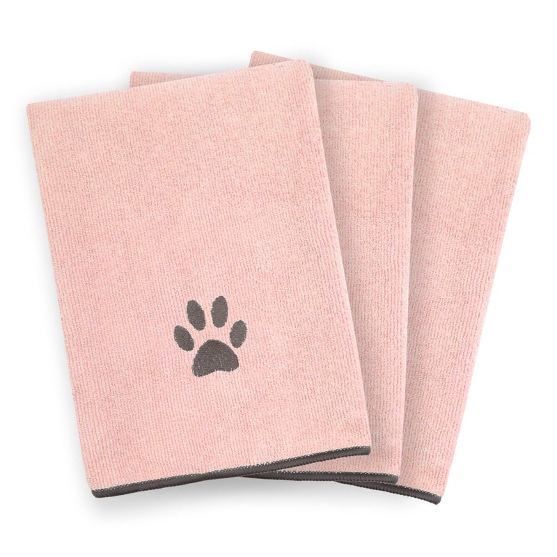 Ritz Premium Embroidered Microfiber Pet Towel (3-Pack), 18" x 28", Highly Absorbent, Fast-Drying, Long-Lasting, Super Soft 80% Polyester and 20% Polyamide Pet Cloth, Blush Pink - Image 2