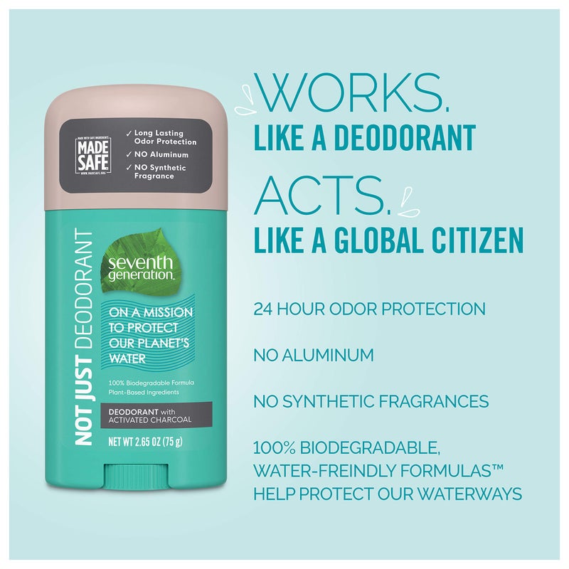 Seventh Generation Aluminum-Free Deodorant Activated Charcoal Biodegradable Formula 2.65 oz - Image 2