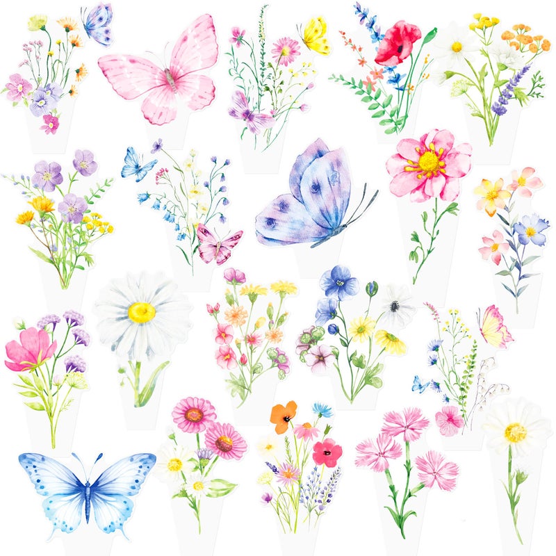 umoni Wildflower Cupcake Toppers 48Pcs Wildflower Theme Birthday Party Decorations Wildflower Butterfly Party Cupcake Picks Wildflowers Cake Decoration for Girls Baby Shower Party Supplies - Image 2