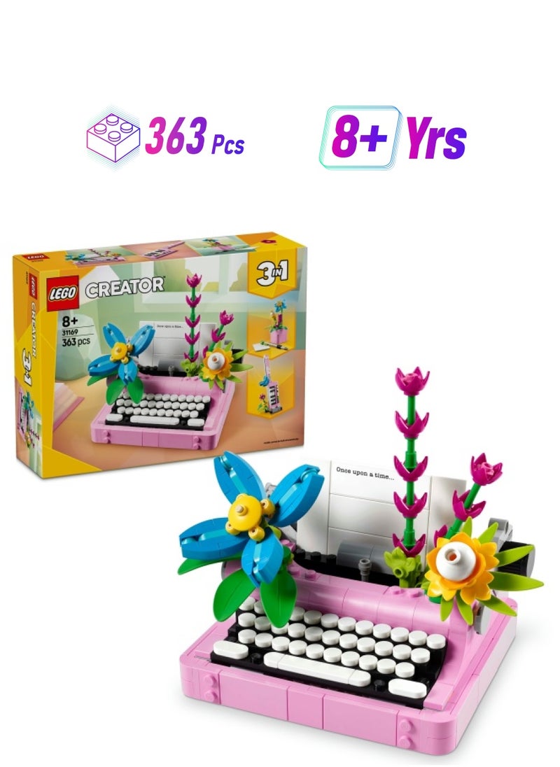 LEGO Creator 3in1 Typewriter with Flowers Toy Playset 31169 (363) Pieces  - Image 1