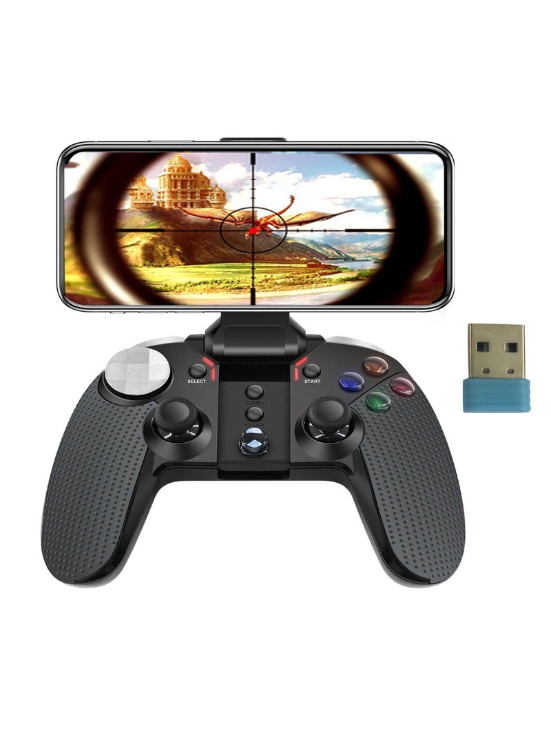 Generic Bluetooth Mobile Game Controller for iPhone Tablet TV Box with Xinput and USB Receiver Phone Clip Wireless Gamepad Support Android iOS11.0-13.3.1 6-Axis Vibration  - Image 1