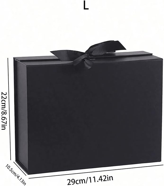 KANDiD Black Ribbon Gift Box Magnetic Lid Gift Box with Ribbon Gift Box For Birthday, Anniversary Special Occasions – Presentation Box for Birthday, Wedding & Anniversary (Black Box) - Image 2