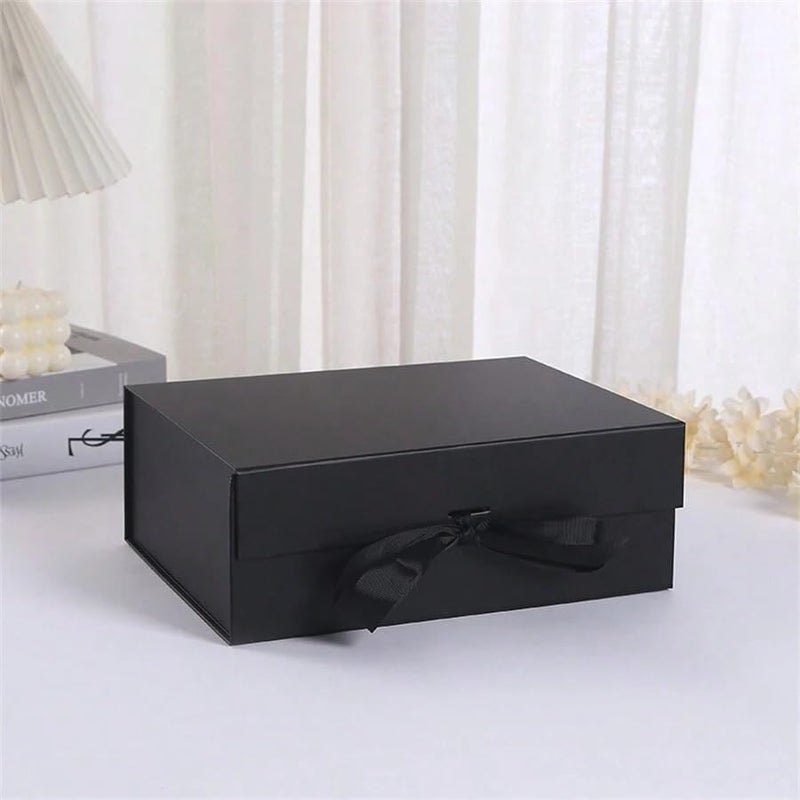 KANDiD Black Ribbon Gift Box Magnetic Lid Gift Box with Ribbon Gift Box For Birthday, Anniversary Special Occasions – Presentation Box for Birthday, Wedding & Anniversary (Black Box) - Image 1