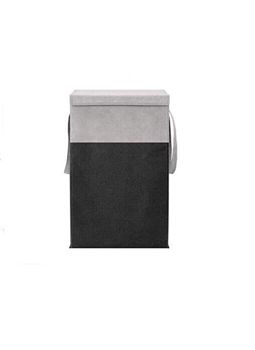DEAR Dear Foldable Laundry Basket For Clothes With Lid and Handle, Basket For Toy Storage|Dirty Clothes Pack Of 1 Gray and Black 75 Litre  - Image 1