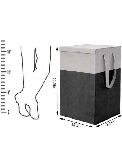 DEAR Dear Foldable Laundry Basket For Clothes With Lid and Handle, Basket For Toy Storage|Dirty Clothes Pack Of 1 Gray and Black 75 Litre  - Image 3