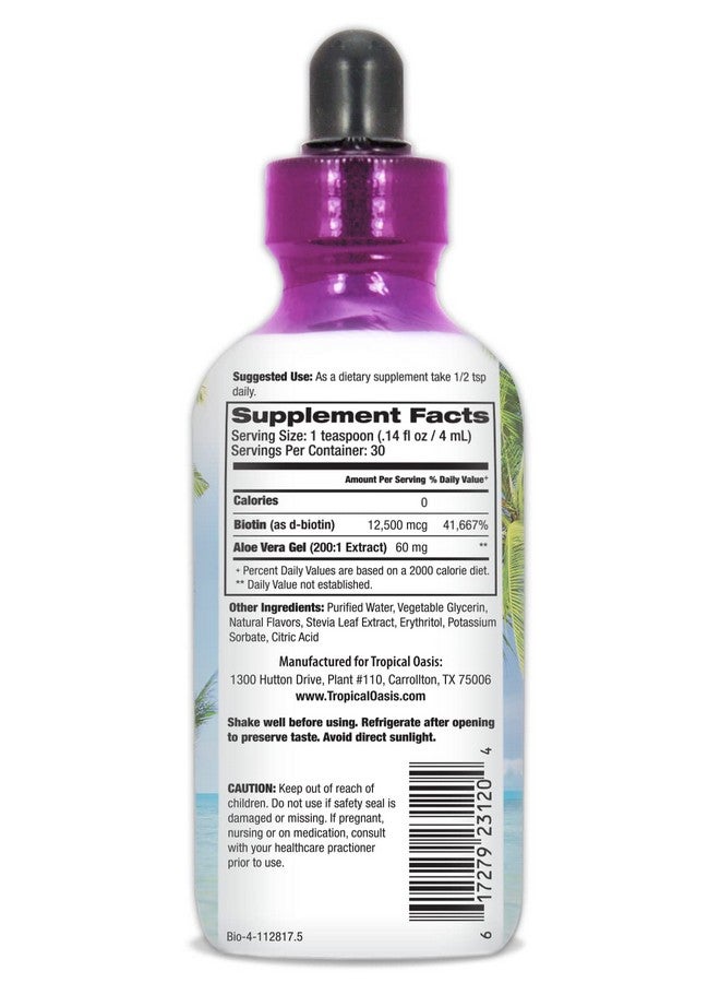 تروبيكال أويسيز قطرات البيوتين السائلة ذات القوة القصوى مع 12500 ميكروجرام - أفضل الفيتامينات لنمو الشعر السريع وتقليل تساقط الشعر وبشرة صحية وأظافر قوية - أقوى بخمس مرات من الحبوب - أقصى امتصاص، نباتي - 4 أونصات، 30 جرعة - Image 2