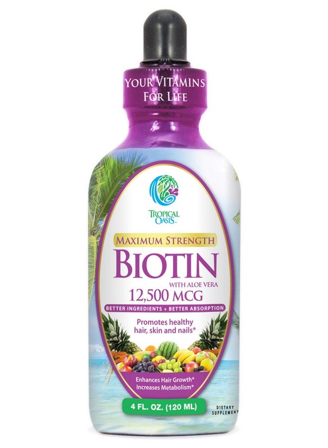 تروبيكال أويسيز قطرات البيوتين السائلة ذات القوة القصوى مع 12500 ميكروجرام - أفضل الفيتامينات لنمو الشعر السريع وتقليل تساقط الشعر وبشرة صحية وأظافر قوية - أقوى بخمس مرات من الحبوب - أقصى امتصاص، نباتي - 4 أونصات، 30 جرعة - Image 1