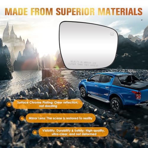 AEagle Passenger Right Side Heated Mirror Glass Fits for Nissan for Murano 15-2023, for Pathfinder 2017-19, for Rogue 2014-2019 Replacement for 963654BA1A, w/o Auto Dimming - Image 4