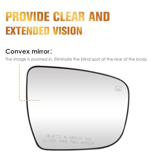 AEagle Passenger Right Side Heated Mirror Glass Fits for Nissan for Murano 15-2023, for Pathfinder 2017-19, for Rogue 2014-2019 Replacement for 963654BA1A, w/o Auto Dimming - Image 5