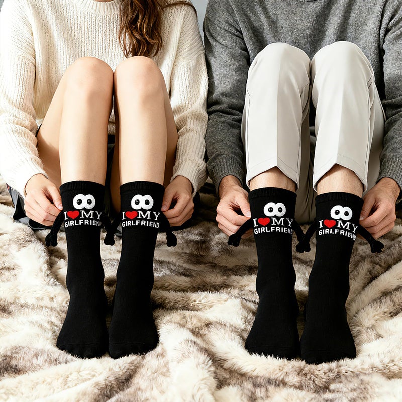 Parma77 Gift for Boyfriend, I Love My Girlfriend Socks,Valentines day gifts for him, Magnetic Holding Hands Socks, Romantic Gifts for Anniversary, Valentines gifts, Birthday - Image 2