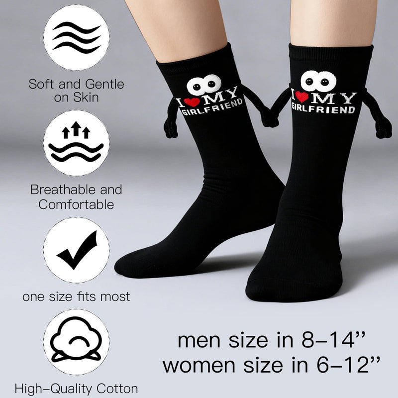 Parma77 Gift for Boyfriend, I Love My Girlfriend Socks,Valentines day gifts for him, Magnetic Holding Hands Socks, Romantic Gifts for Anniversary, Valentines gifts, Birthday - Image 4