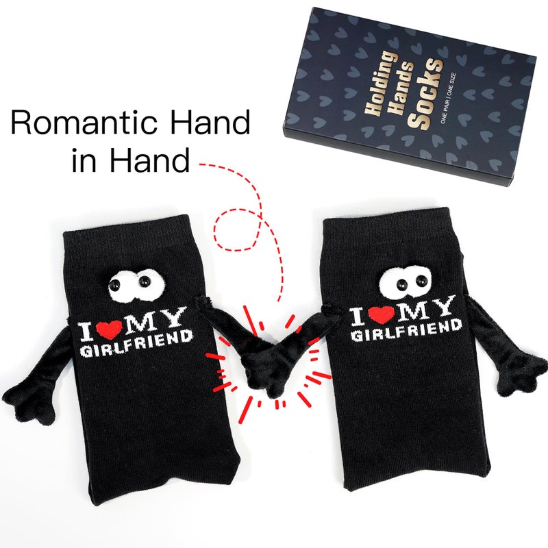 Parma77 Gift for Boyfriend, I Love My Girlfriend Socks,Valentines day gifts for him, Magnetic Holding Hands Socks, Romantic Gifts for Anniversary, Valentines gifts, Birthday - Image 3