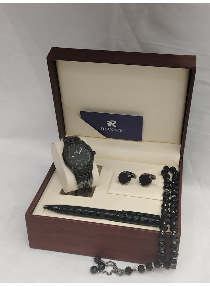 Rivoli Men's Gift Set containing a wristwatch, pen, cufflinks and prayer beads.