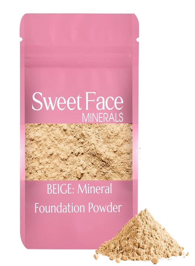 Sweet Face Minerals Foundation Powder Refill (BEIGE)(12 Gram Bag) By Sweet Face Minerals, Lightweight Mineral Loose Makeup Powder with SPF 20, Full Coverage Flawless Finish, Talc-free, Cruelty-Free, Refillable Pouch - Image 1