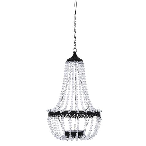 SUNNYPARK Hanging Solar Lantern Outdoor, 28” Modern Clear Crystal Acrylic Chandelier with 30 Cool White Lights S Hook for Garden, Yard, Patio, Gazebo Decorations - Image 2