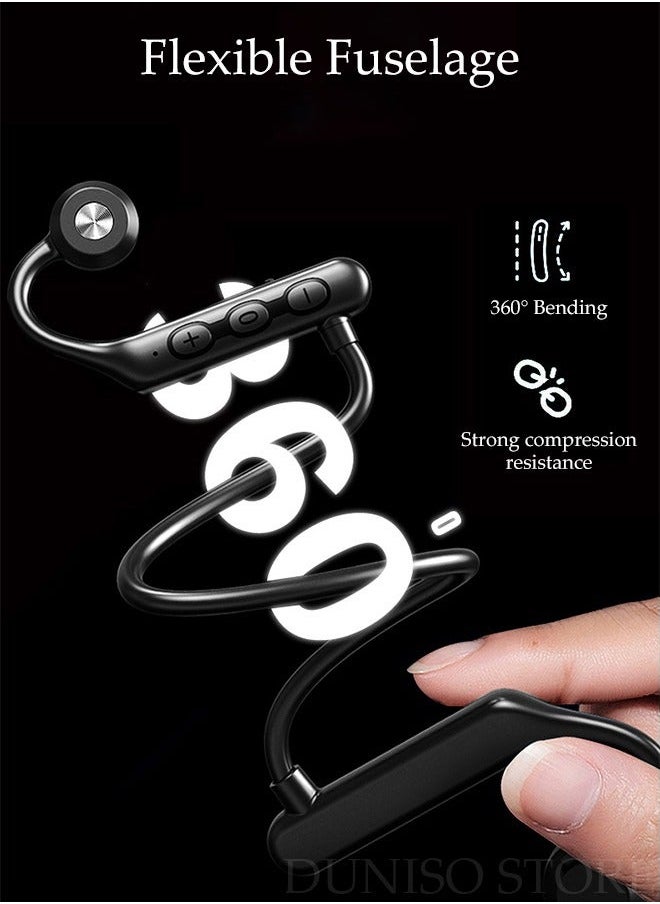 Generic Bone Conduction Earphones Wireless Headphones Bluetooth Open Earphones with Microphone Sweatproof Sports Earphones for Running, Cycling, Driving, Hiking (Black)  - Image 4