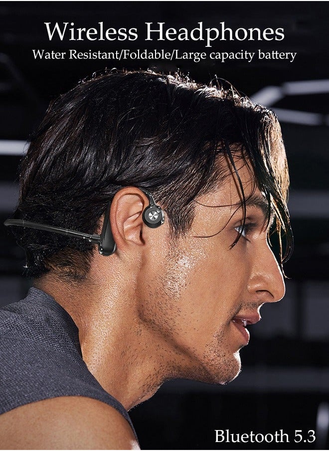 Generic Bone Conduction Earphones Wireless Headphones Bluetooth Open Earphones with Microphone Sweatproof Sports Earphones for Running, Cycling, Driving, Hiking (Black)  - Image 2