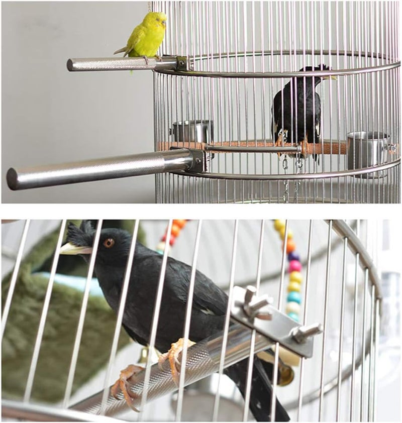 Litewoo Bird Perch Stainless Steel Stand Parrot Rod Grinding Claws Trimming Beak Nails Grinding Stick Exercise Platform for Parakeet Cockatiel Conure African Grey Macaw Finch Bird Cage Accessories (XL) - Image 3
