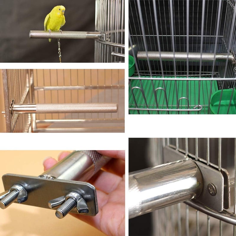 Litewoo Bird Perch Stainless Steel Stand Parrot Rod Grinding Claws Trimming Beak Nails Grinding Stick Exercise Platform for Parakeet Cockatiel Conure African Grey Macaw Finch Bird Cage Accessories (XL) - Image 5