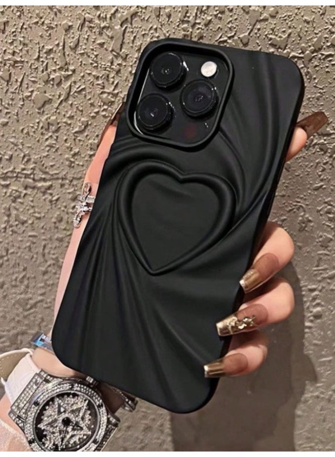 Protective case and cover for the iPhone 16 Pro Max, shock and scratch resistant, with distinctive and beautiful black back cover featuring heart design. - Image 3