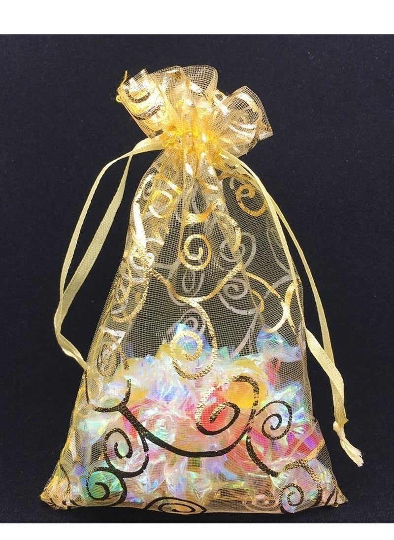 Generic 100Pieces Gold Organza Bags for Party Favor Bags Small Business Candy Bags Mesh Bag Wedding Favors Small Gift Bags 4 x 5.9in  - Image 4