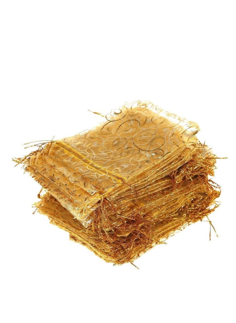 Generic 100Pieces Gold Organza Bags for Party Favor Bags Small Business Candy Bags Mesh Bag Wedding Favors Small Gift Bags 4 x 5.9in  - Image 5