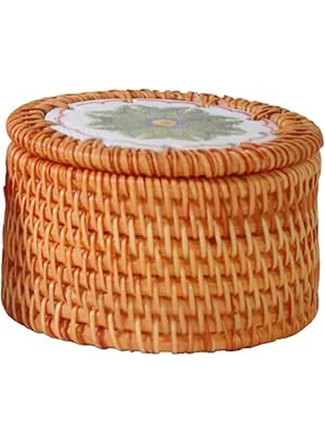 Natural Rattan Woven Storage Basket Organizer for Kitchen Living Room Bedroom - Image 1