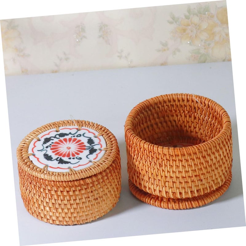 Natural Rattan Woven Storage Basket Organizer for Kitchen Living Room Bedroom - Image 4