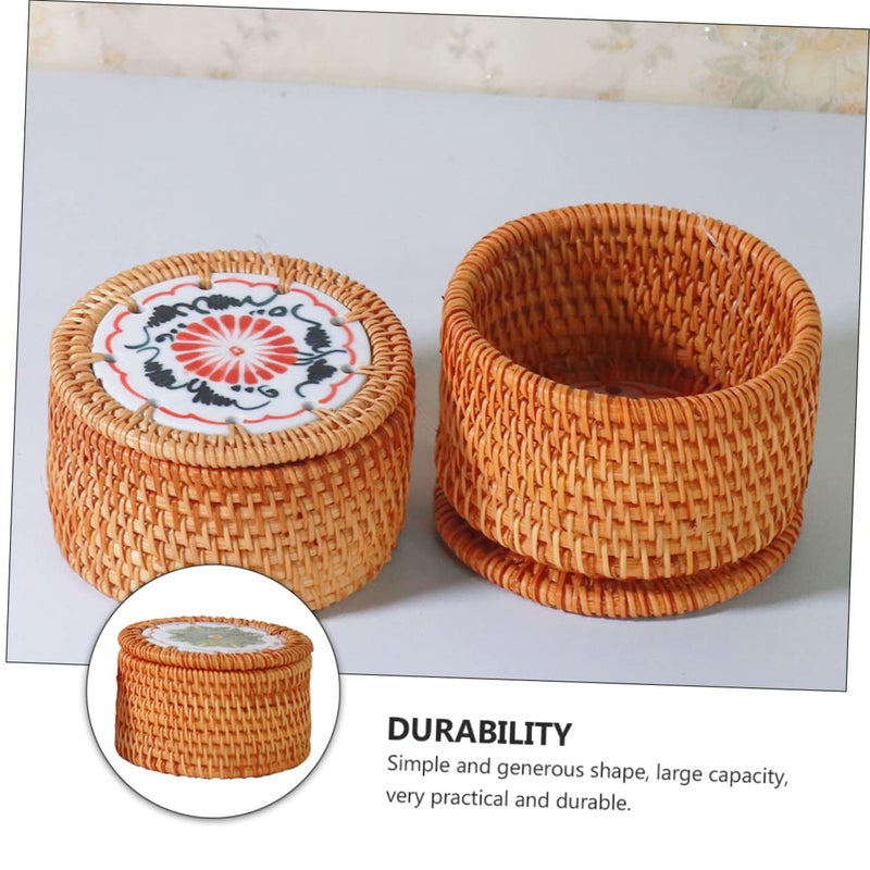Natural Rattan Woven Storage Basket Organizer for Kitchen Living Room Bedroom - Image 3