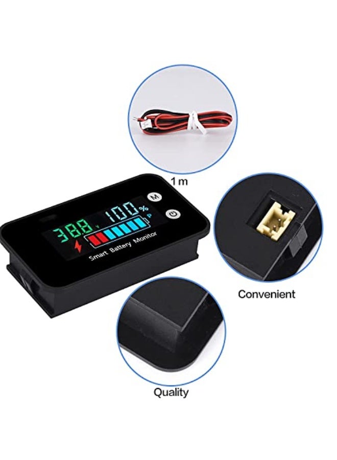 شاشة عرض البطارية 12 فولت، 24 فولت، 36 فولت، 48 فولت، 60 فولت، 72 فولت، اختبار شاشة عرض البطارية الرقمية، مقياس درجة الحرارة ودرجة الحرارة المتبقية مع إنذار ودرجة الحرارة (مقاومة للماء) - Image 3