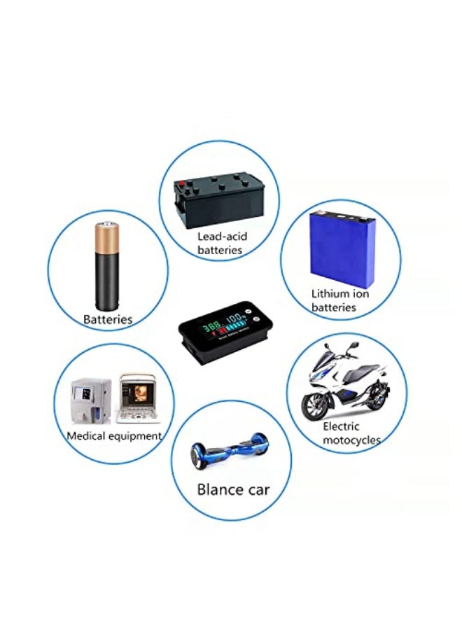 شاشة عرض البطارية 12 فولت، 24 فولت، 36 فولت، 48 فولت، 60 فولت، 72 فولت، اختبار شاشة عرض البطارية الرقمية، مقياس درجة الحرارة ودرجة الحرارة المتبقية مع إنذار ودرجة الحرارة (مقاومة للماء) - Image 5