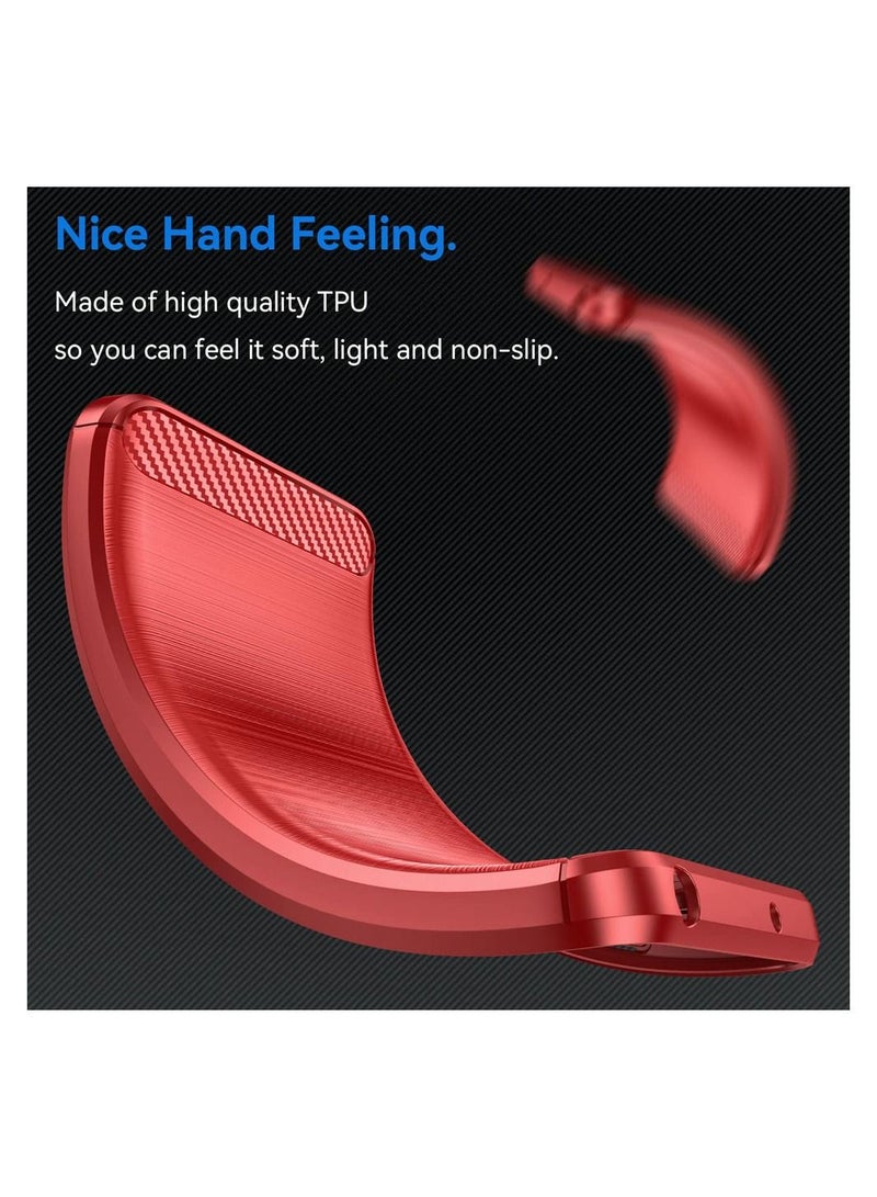 CATANES OnePlus 11R Case Slim Soft TPU Brushed Carbon Fiber Anti-Fingerprint Shockproof Cover 6.74 inch Red - Image 4