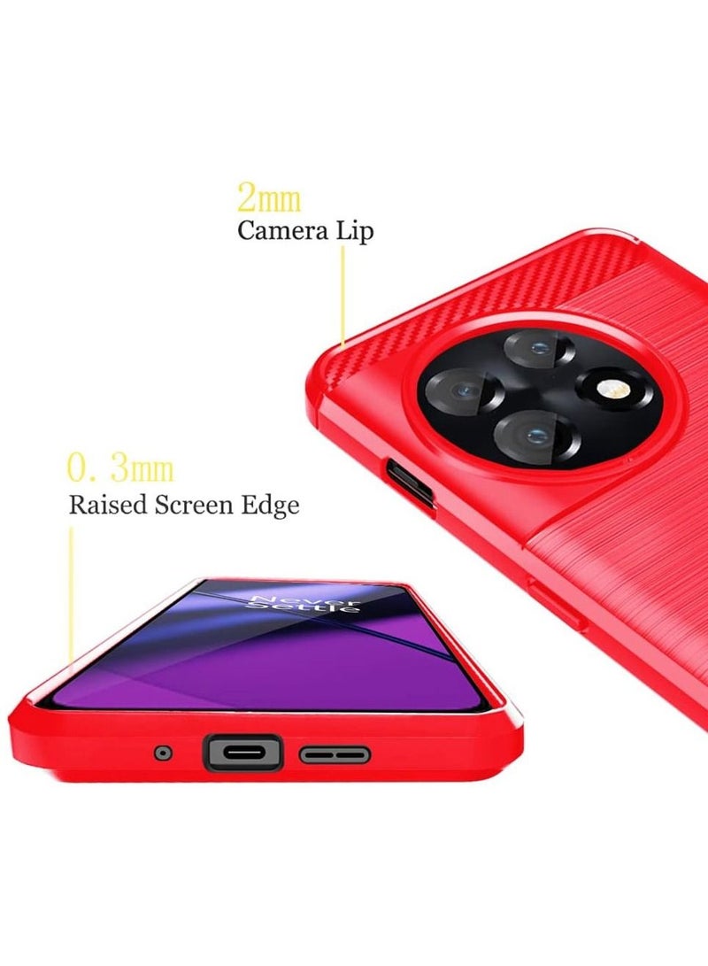 CATANES OnePlus 11R Case Slim Soft TPU Brushed Carbon Fiber Anti-Fingerprint Shockproof Cover 6.74 inch Red - Image 5
