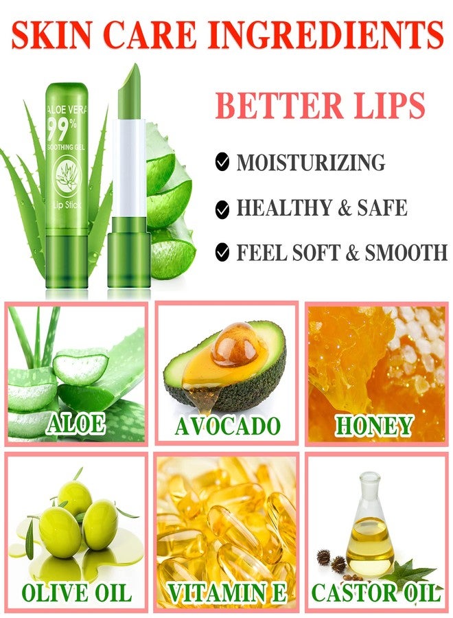 WYBLZPXZ 4 Pcs Aloe Vera Lipstick,Long Lasting Lip Care Nutritious Plumper Lip Balm Moisturizer Magic Temperature Color Change Lip Gloss - Image 3