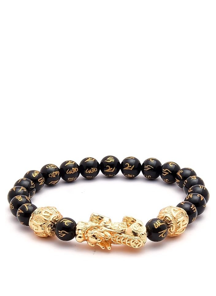 Generic - Feng Shui Pixiu Bracelet Black Obsidian Good Luck Wealth Bracelet - Image 1