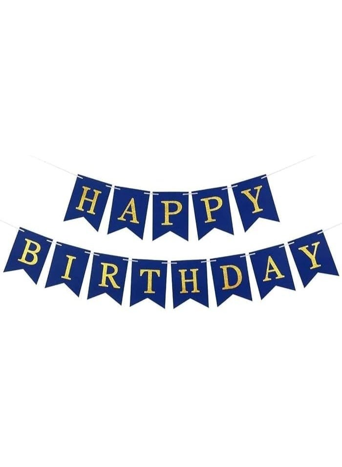 لافتة "عيد ميلاد سعيد" مكونة من 13 قطعة – لون أزرق داكن – زينة حفلات للمنزل أو القاعة أو الحديقة الخلفية - Image 1