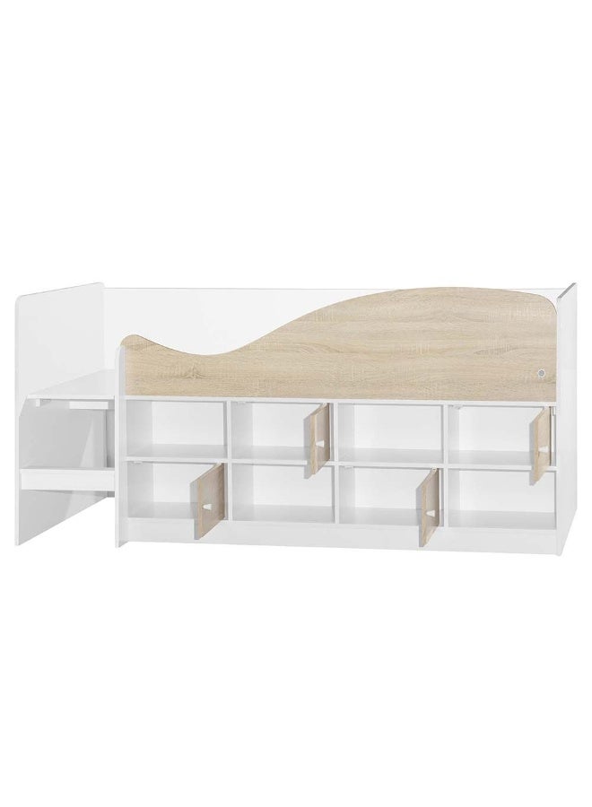 DANUBE HOME Kinder 90X190 Cabin Bed With Storage Comfortable Wooden Bed Strong And Sturdy Modern Design Bed Frame Bedroom Furniture For Kids - White & Sonoma Oak  - Image 5