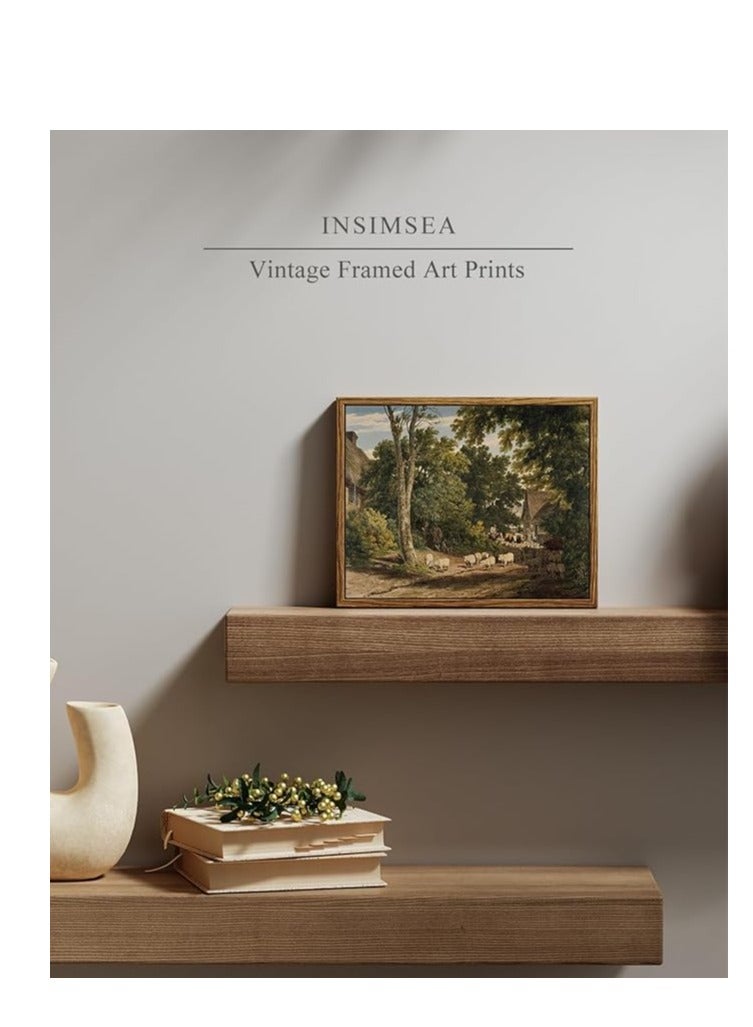 مؤسسة فكرة اليوم اليوم فكرة مؤطرة قماش جدار الفن ديكور خمر، ديكور الغرفة الكلاسيكية المناظر الطبيعية الريفية اللوحة المائية قماش يطبع جدار الفن لغرفة المعيشة غرفة نوم مزرعة ديكور الحمام، 8 "× 10" - Image 2