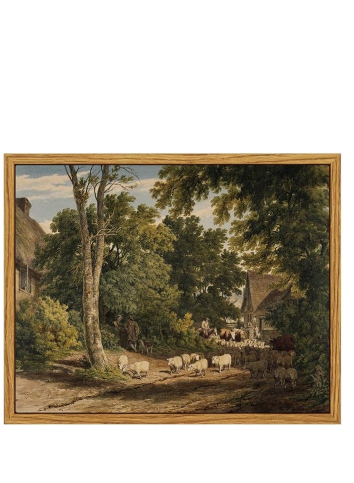 مؤسسة فكرة اليوم اليوم فكرة مؤطرة قماش جدار الفن ديكور خمر، ديكور الغرفة الكلاسيكية المناظر الطبيعية الريفية اللوحة المائية قماش يطبع جدار الفن لغرفة المعيشة غرفة نوم مزرعة ديكور الحمام، 8 "× 10" - Image 1