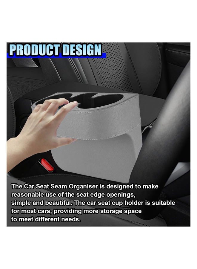 ZIMISI Car Cup Holder, PU Leather Auto Front Seat Storage Box, Multifunctional Auto Console Gap Filler Organizer, Car Interior Cup Drink Holder for Cell Phone, Coin, Key, Wallet, Glove (Grey) - Image 3