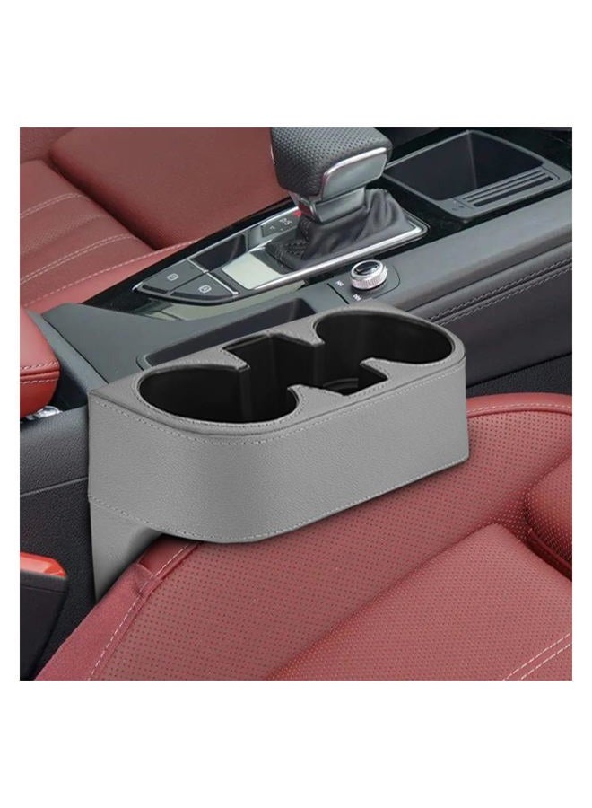 ZIMISI Car Cup Holder, PU Leather Auto Front Seat Storage Box, Multifunctional Auto Console Gap Filler Organizer, Car Interior Cup Drink Holder for Cell Phone, Coin, Key, Wallet, Glove (Grey) - Image 1