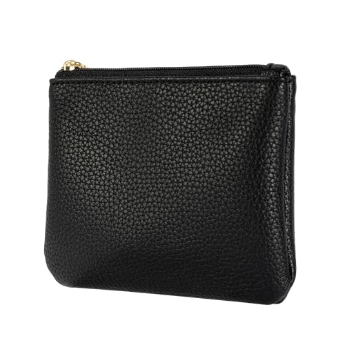 Chelmon PU Leather Coin Purse Pouch Change Holder Small With Zipper for Men Women 2 PCS Set (Black&Black) - Image 2