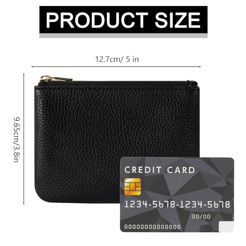 Chelmon PU Leather Coin Purse Pouch Change Holder Small With Zipper for Men Women 2 PCS Set (Black&Black) - Image 5