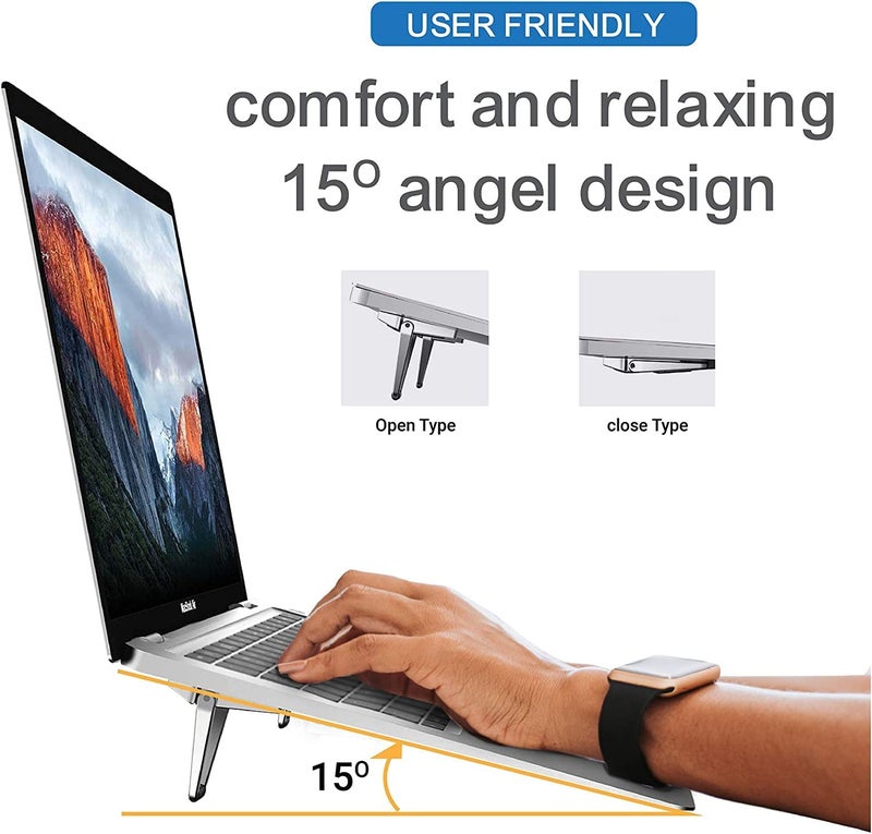 SHOPELLA Portable Invisible Laptop Riser Stand Mini Aluminum Cooling Pad Lightweight Laptop Desk Stand for MacBook Lenovo Dell HP Other Laptops - Image 4