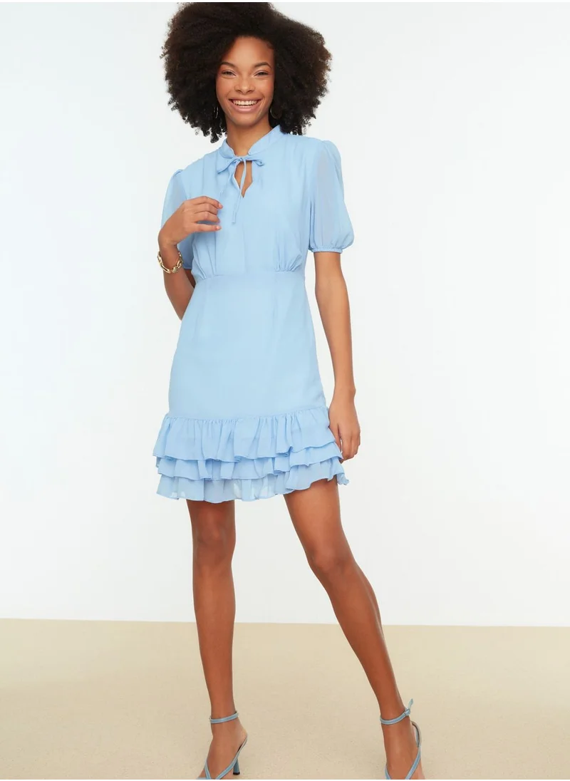 trendyol Tie Neck Ruffle Detail Dress