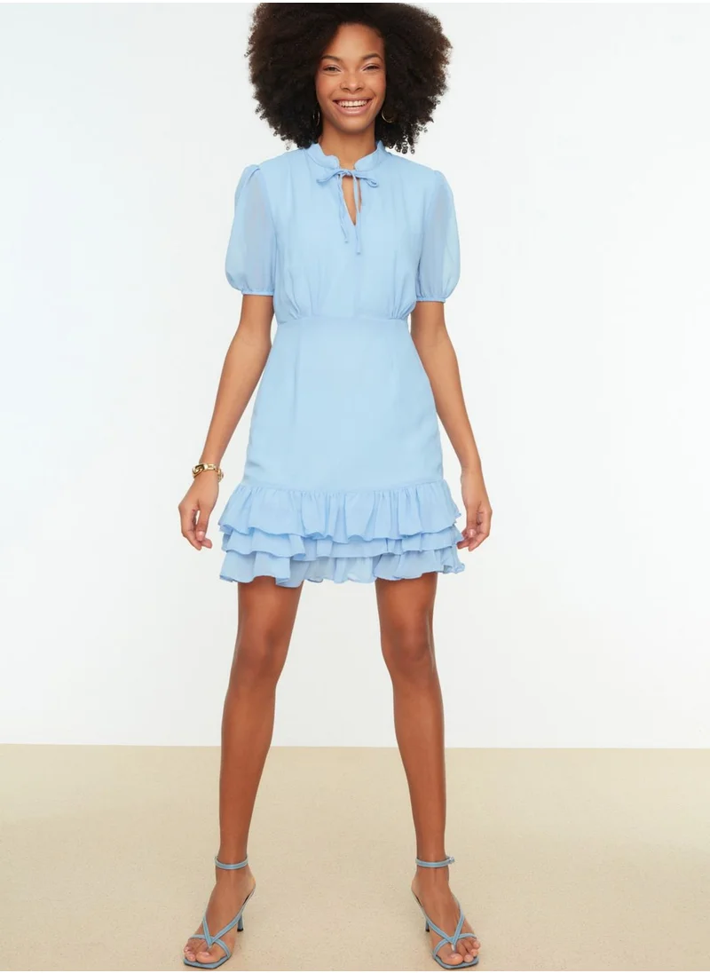 trendyol Tie Neck Ruffle Detail Dress