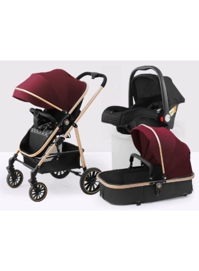 Hexa 3X 3-in-1 Baby Stroller for Newborn to Toddler – Lightweight Foldable Pram with Bassinet & Travel System – Suitable 0-4 Years, Up to 22kg – Premium Design with Cup Holder – EU Certified - Image 1