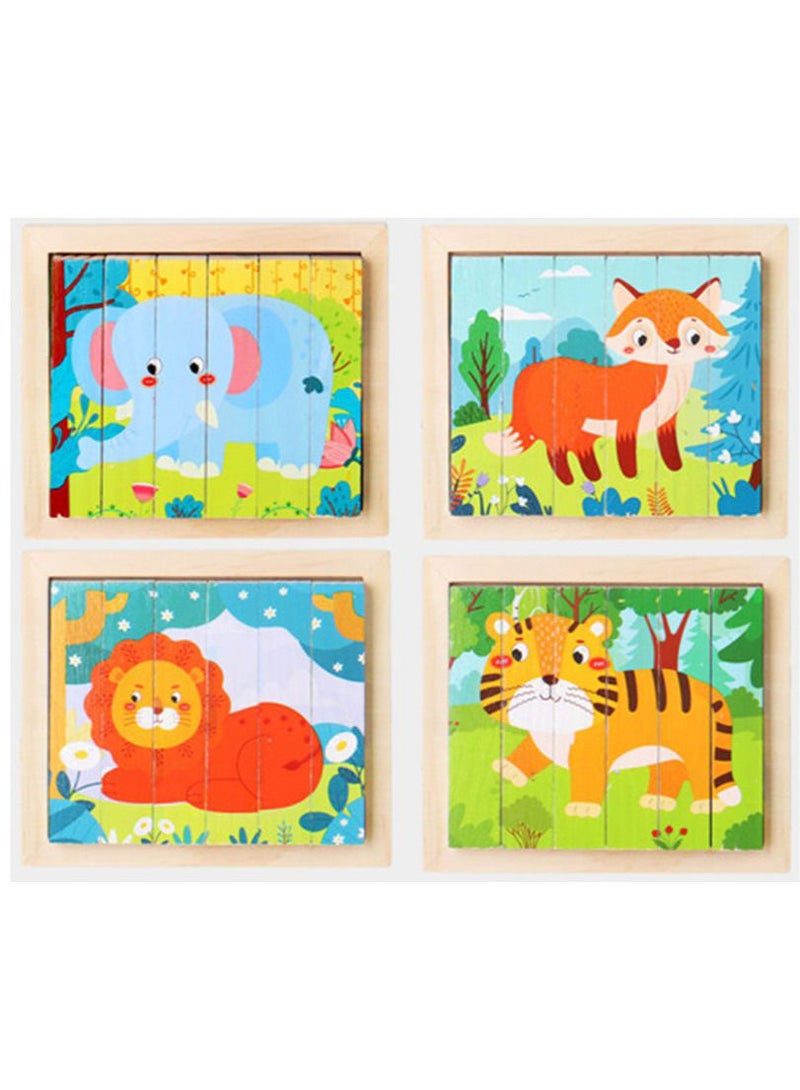 لعبة خشبية تعليمية 4 في 1 بشكل الحيوانات - Image 1