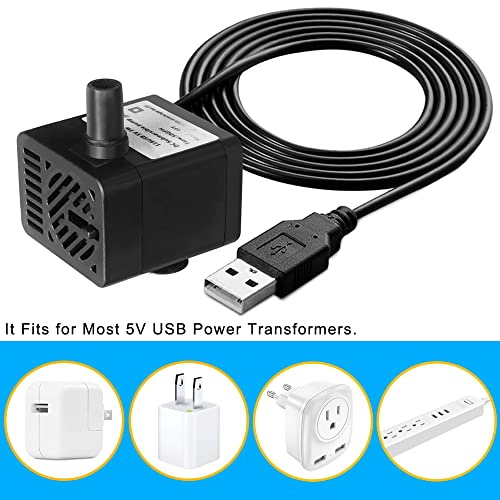 PULACO DC 5V USB Mini Submersible Water Pump with Tubing for Pet Fountain, Aquarium Fish Tank, Pond, Fountain, Hydroponics - Image 5