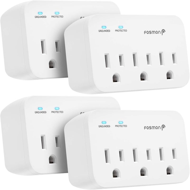 Fosmon Refrigerator Surge Protector, 3 Outlet Heavy Duty Appliance Surge Protector with High Joules for Fridge, Microwave, Washing Machine, Garage Door, 1200J, 1875 Watts, 3 Prong, ETL Listed- 4 Pack - Image 1